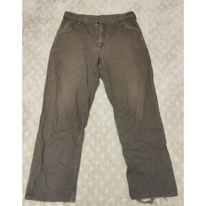 Vintage Carhartt Men's 34x30 Canvas Work Dungarees Carpenter Pants Brown
